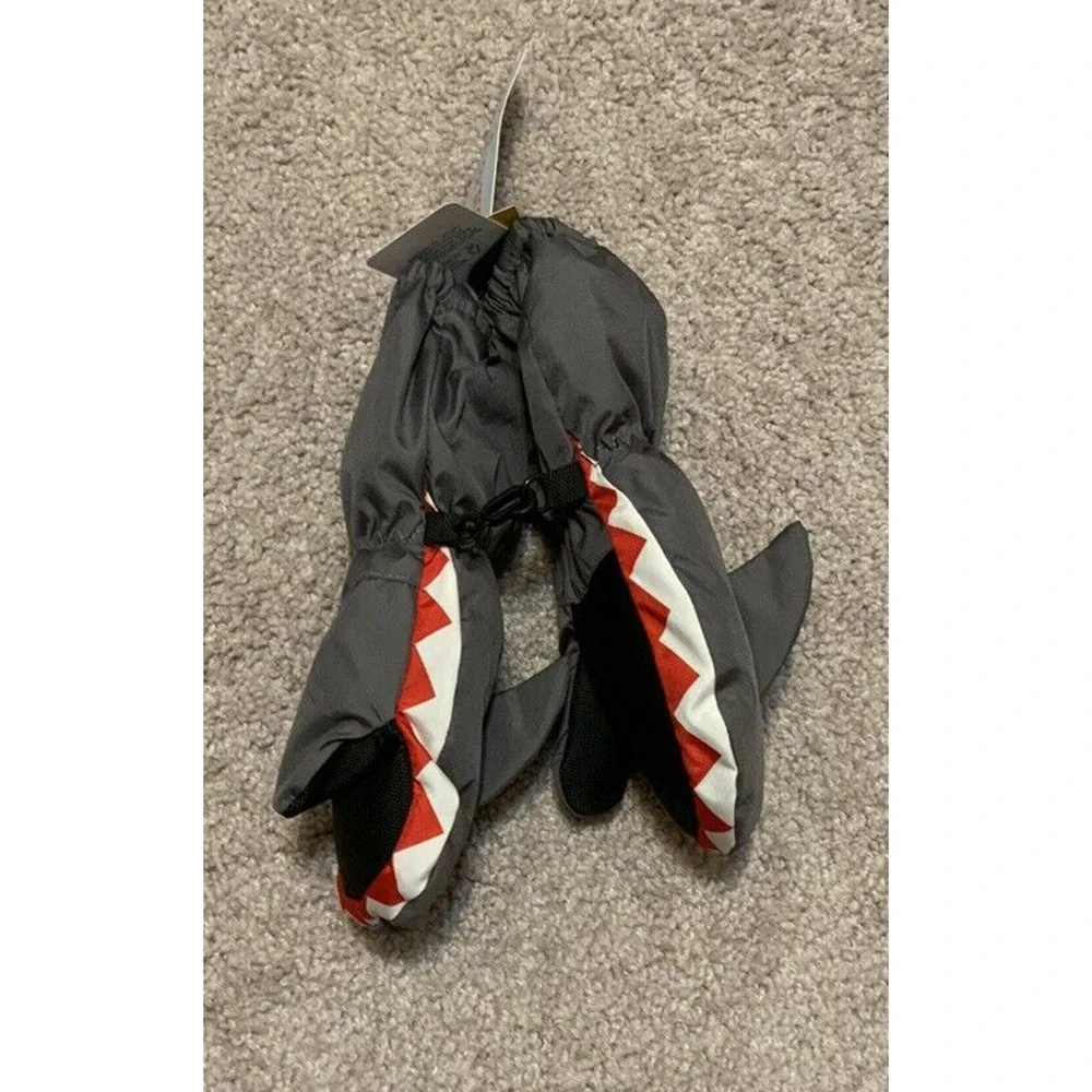 Cat & Jack Infant Boys‎ Gray Shark Winter Insulated Mittens Size 12-24M